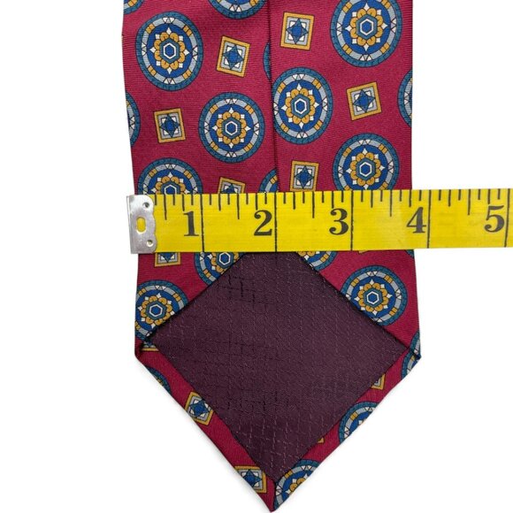 Hathaway Silk Tie Geometric Red Paisley - Picture 5 of 6